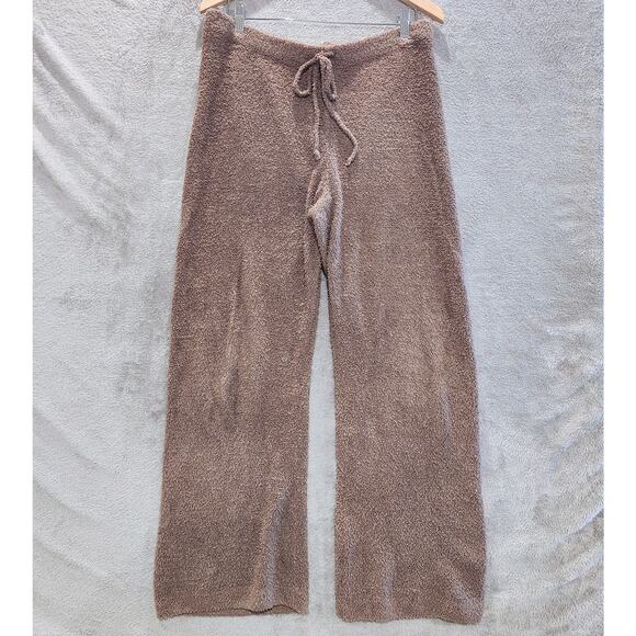 Uniqlo Womens Brown Soft Fluffy Wide Leg Pull On Pants Size Large Loungewear - Picture 1 of 12